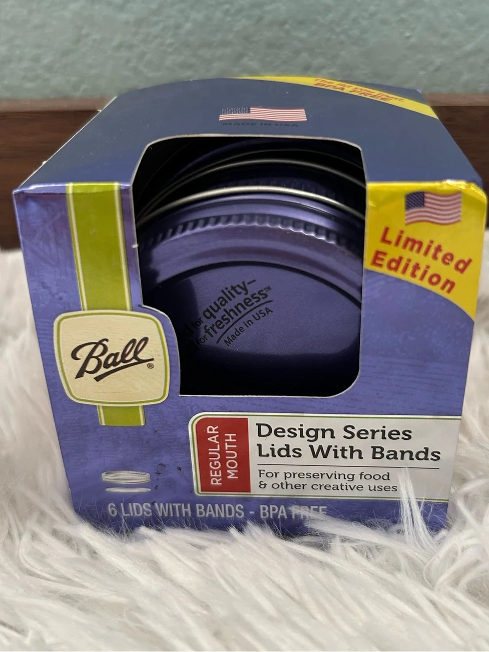 Ball Limited Edition Purple Regular Mason Jar Lids with Bands Set of 6 New!